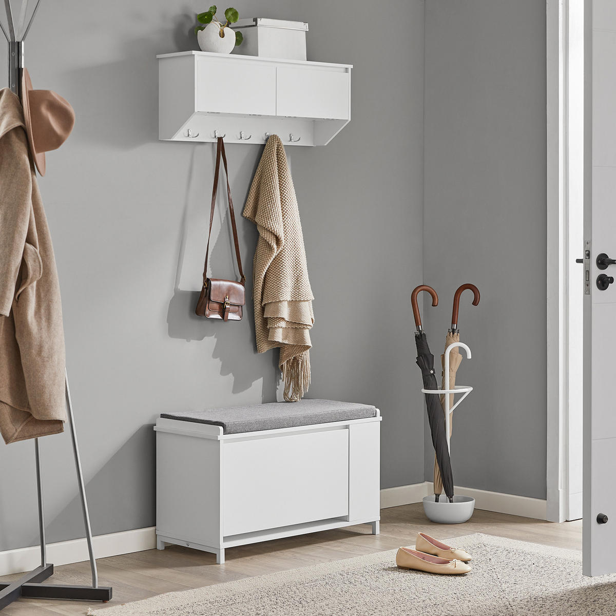 WANDGARDEROBE Weiß - Weiß, Holzwerkstoff (78/30/20cm) - SoBuy