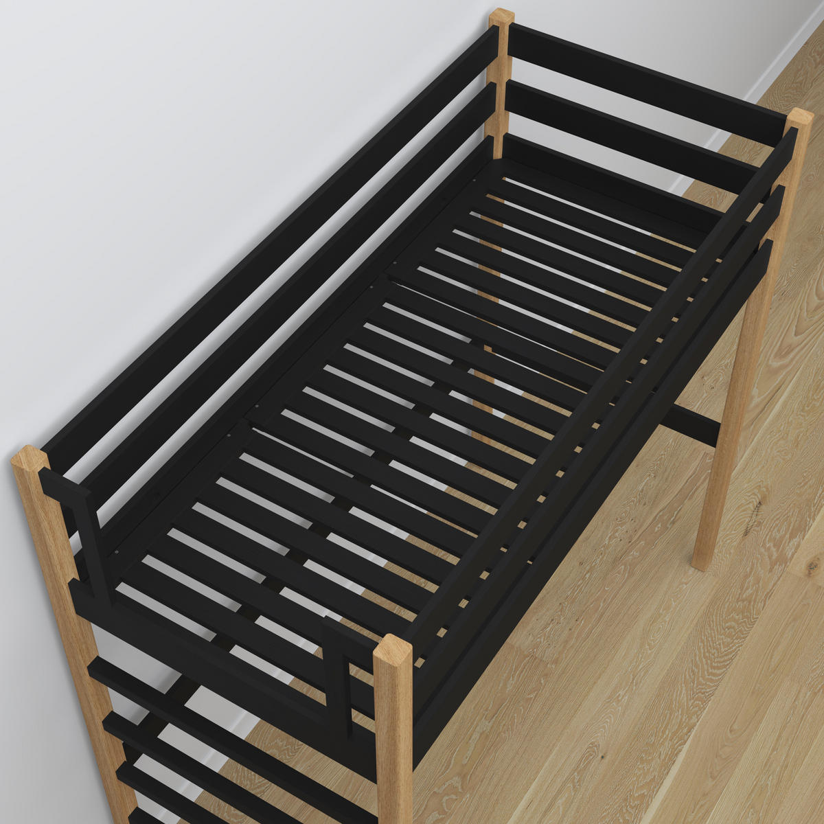 HOCHBETT N01 Schwarz / Eiche Natur 100/180 - Schwarz/Eiche Artisan, Naturmaterialien/Holz (100/180cm) - N-Wood