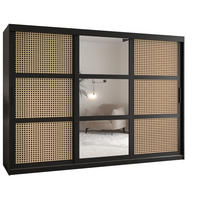 SCHWEBETÜRENSCHRANK 200/250/62 3-türig - Schwarz, Holz/Kunststoff (250/200/62cm) - MÖBEL KRYSPOL