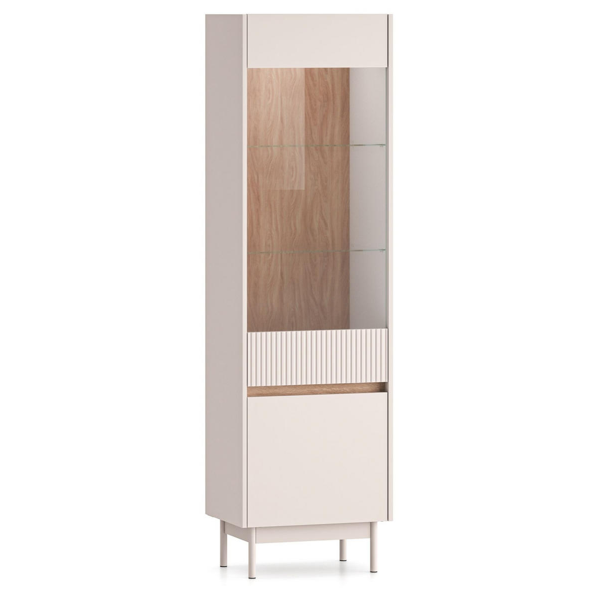 VITRINE Dunea 2-türig Kaschmirgrau/Eichenoptik 55 cm - Taupe, Holzwerkstoff/Metall (55/193/40cm) - Selsey
