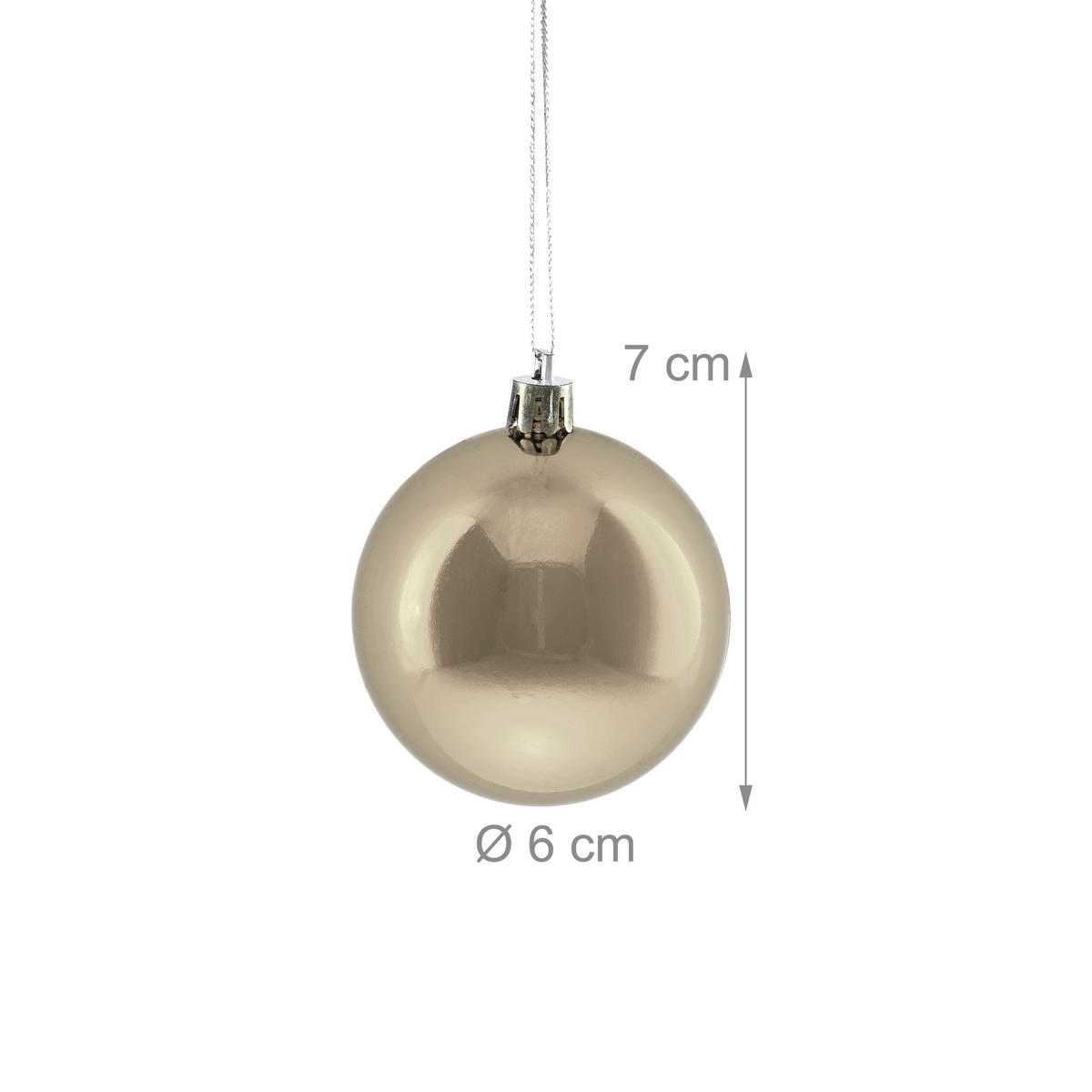 100XWEIHNACHTSKUGELN - Creme, Kunststoff (6/7/6cm) - Relaxdays