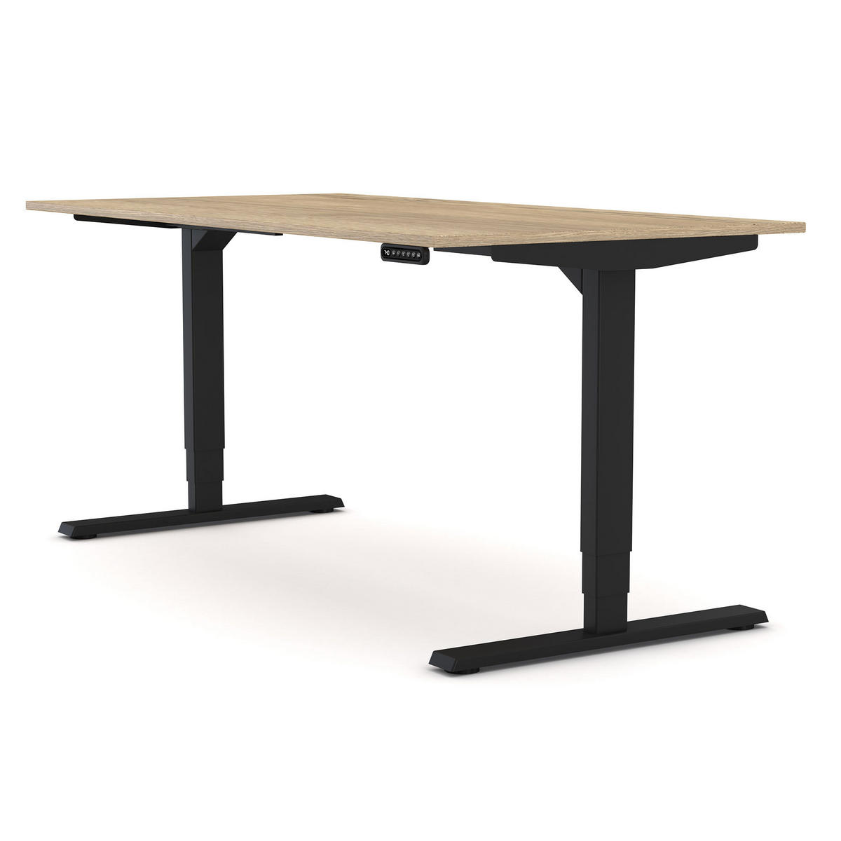 SCHREIBTISCH Elektrisch höhenverstellbarer Schreibtisch Y-Line Eiche Natura Schwarz 140/70/62-127cm - Schwarz/Eiche Artisan, Holzwerkstoff/Metall (70/140/127cm) - ASSMANN