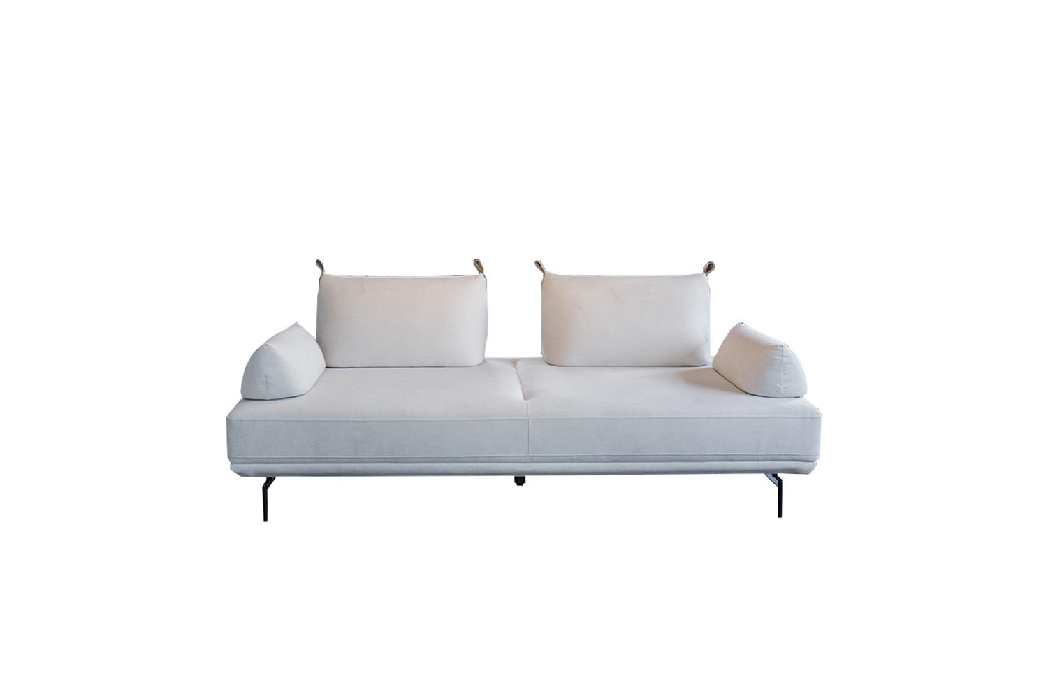 SCHLAFSOFA CANE Cremeweiß Webstoff - Creme/Schwarz, Textil/Metall (210/80/100cm) - KAWOLA