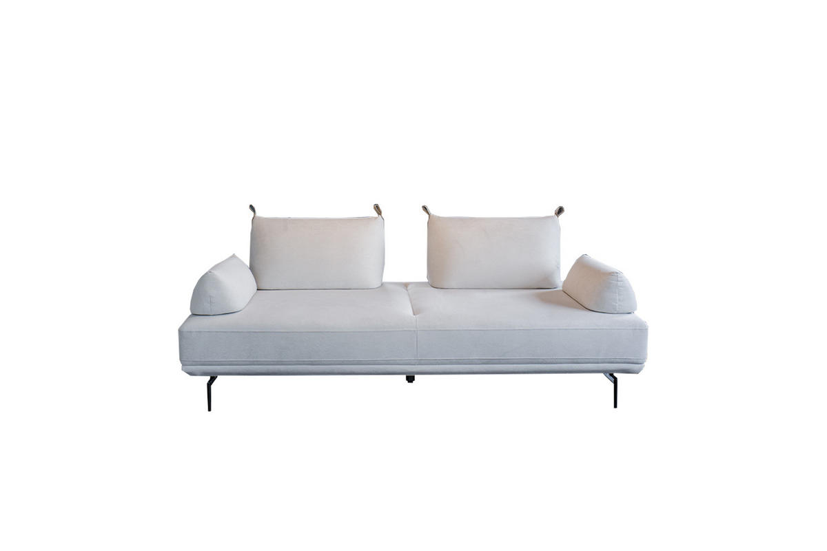 SCHLAFSOFA CANE Cremeweiß Webstoff - Creme/Schwarz, Textil/Metall (210/80/100cm) - KAWOLA
