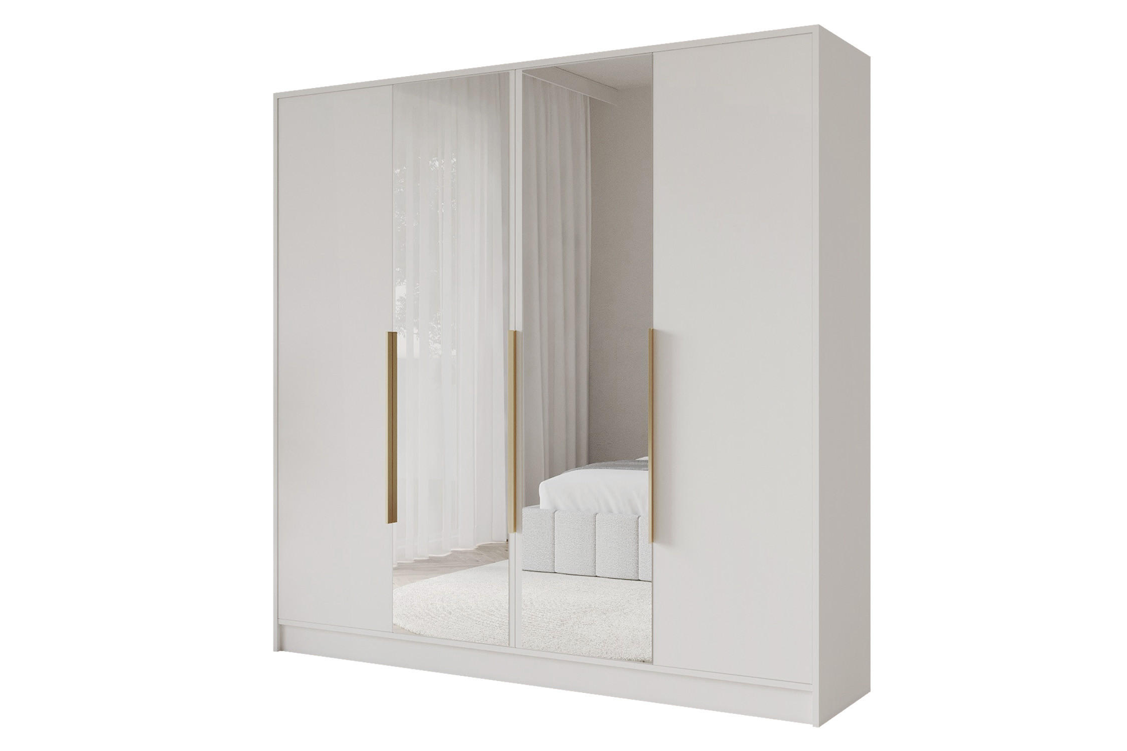 KLEIDERSCHRANK - LUSSO - 200 - Weiß - Schwarz/Weiß, Holzwerkstoff (200/200/51cm) - ALTDECOR