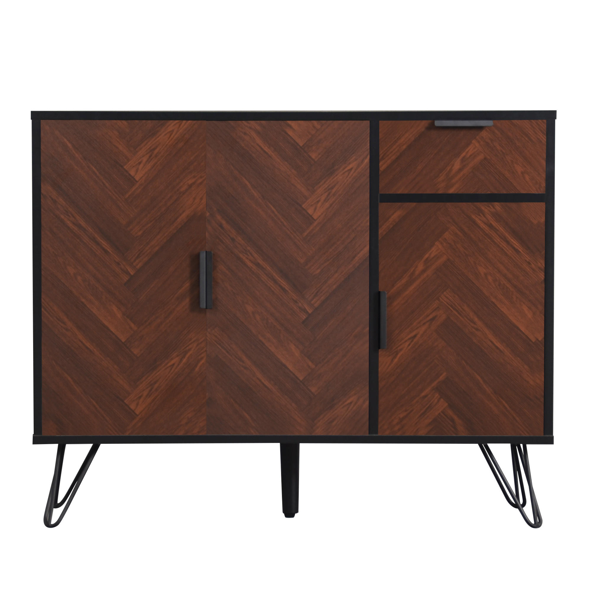 SIDEBOARD Schwarz und Holzfarbe 90/30/71.5 cm - Schwarz, Holzwerkstoff (90/71.5/30cm) - PANGIVO