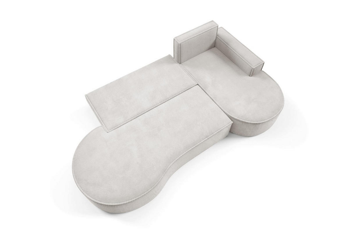 ECKSOFA Flow Weiß, mit Schlaffunktion und Kissen in Curio Stoff, rechte seite - Weiß, Holzwerkstoff/Textil (277/157cm) - Bettso