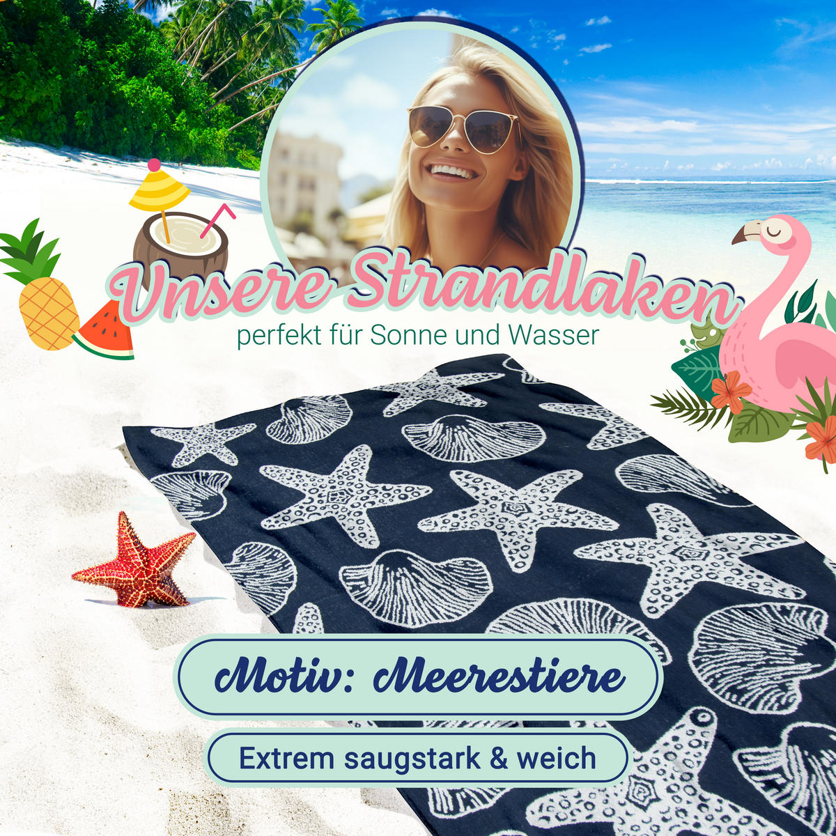 STRANDTUCH, 90x180 cm, 100% Baumwolle, Blau - Dunkelblau, Textil (90/180cm) - Zollner