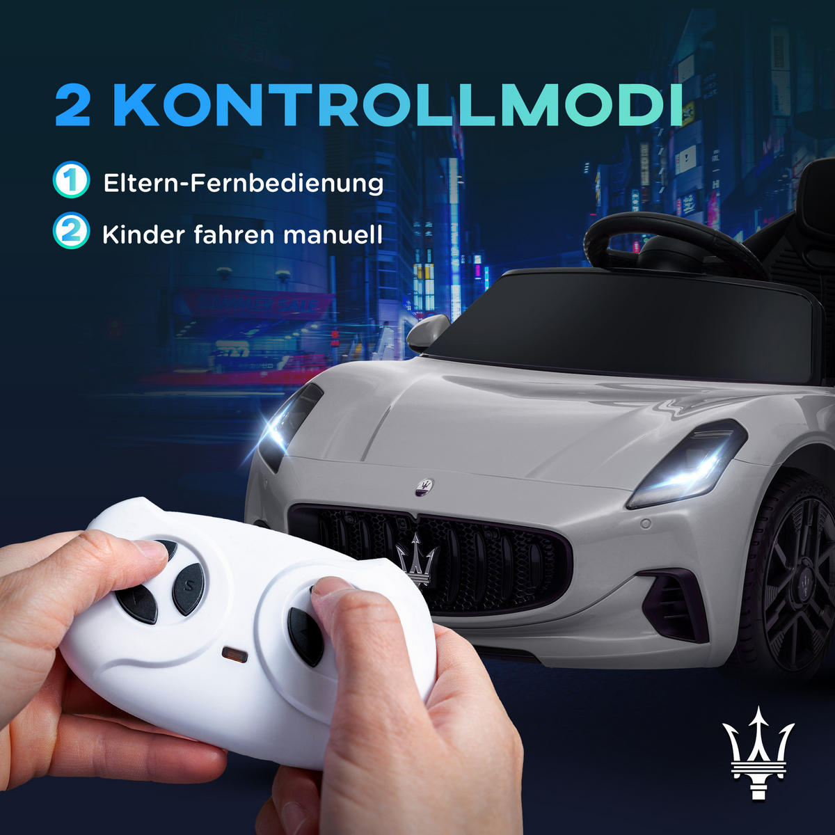 KINDER ELEKTROAUTO, Grau, Kunststoff, Metall - Grau, Kunststoff (98/59/43cm) - AIYAPLAY