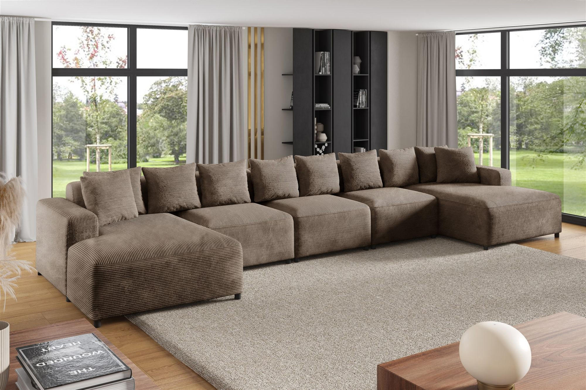 WOHNLANDSCHAFT Megan Xl In Poso - Mokka, Holzwerkstoff/Textil (517/75/165cm) - Fun Möbel