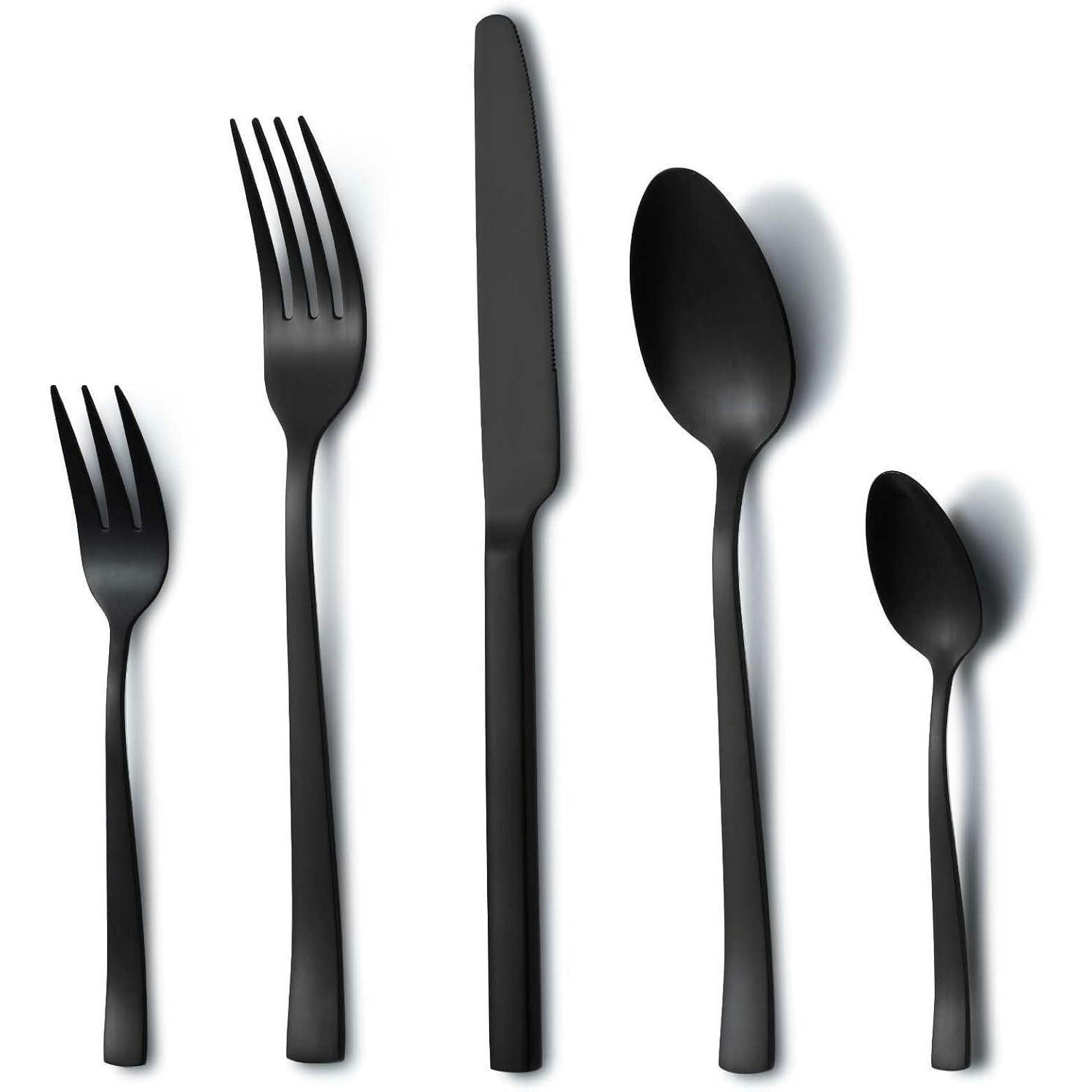 BESTECKSET 30-teilig Schwarz Edelstahl 6 Personen - Schwarz, Metall
