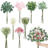 KUNSTBLUMEN Set 75 Stück Eukalyptus Rosa und Grün - Multicolor, Kunststoff (20cm)