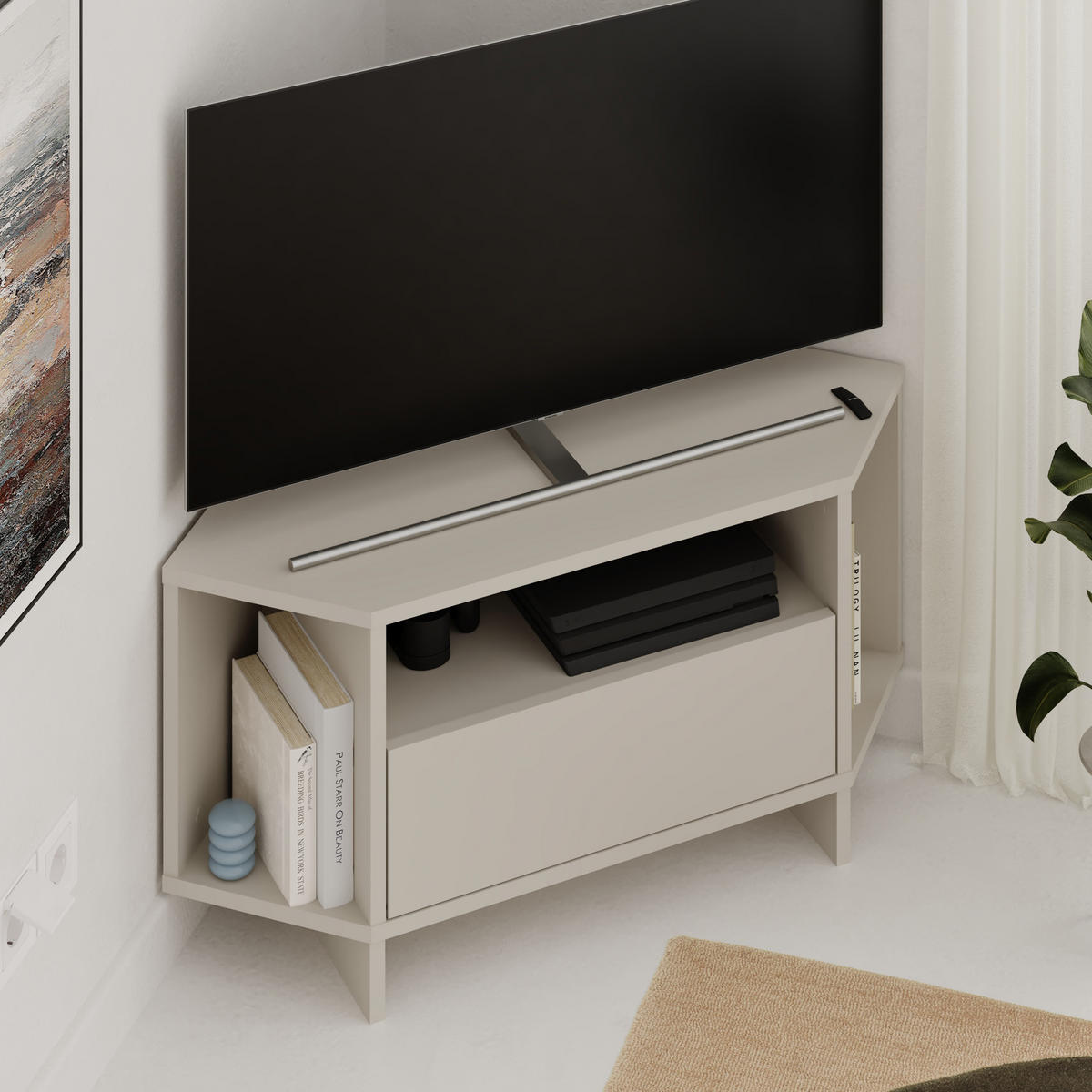 LOWBOARD Viva Sandstein 96/45/35 cm - Beige, Holzwerkstoff (95.7/45.3/35.4cm) - Decortie