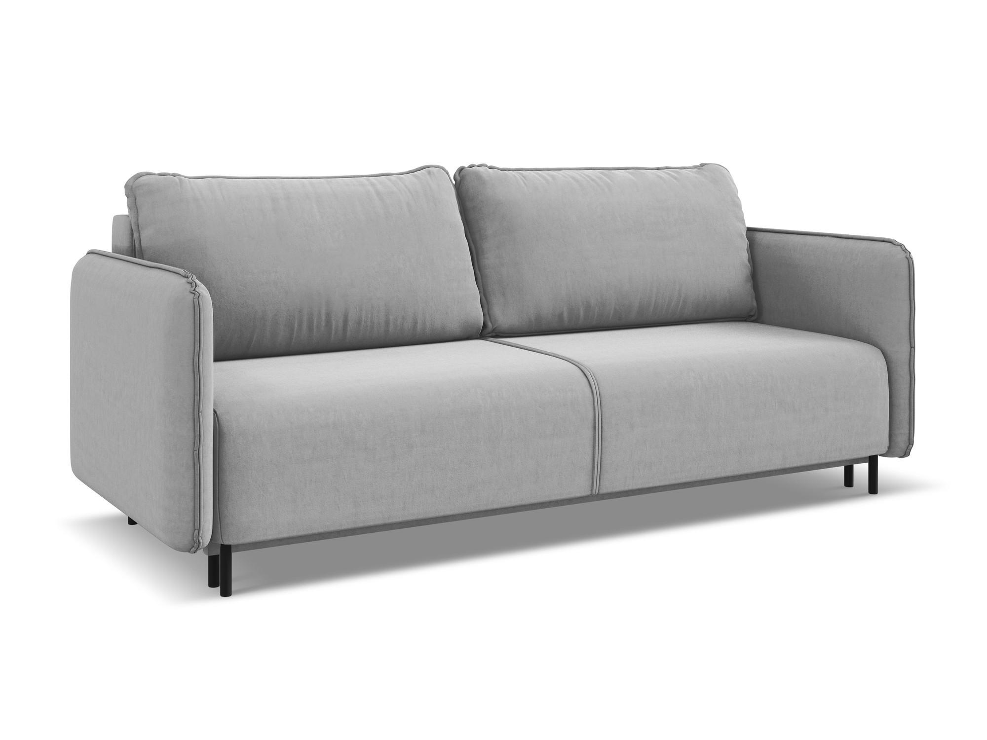 3-SITZER SOFA mit Schlaffunktion Samt Stoff Grau - Schwarz/Grau, Holz/Textil (226/90/92cm) - Makamii