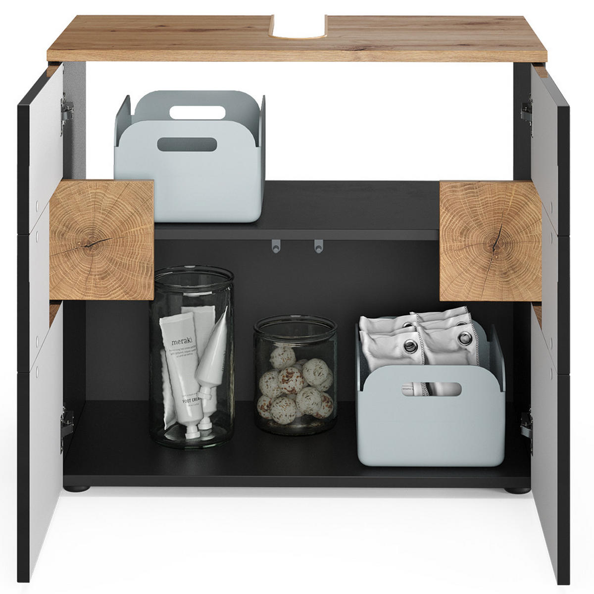 WASCHBECKENUNTERSCHRANK Eden Anthrazit 73.1 x 64 cm - Anthrazit/Eiche Artisan, Holzwerkstoff (73.1/64/37cm) - Vicco