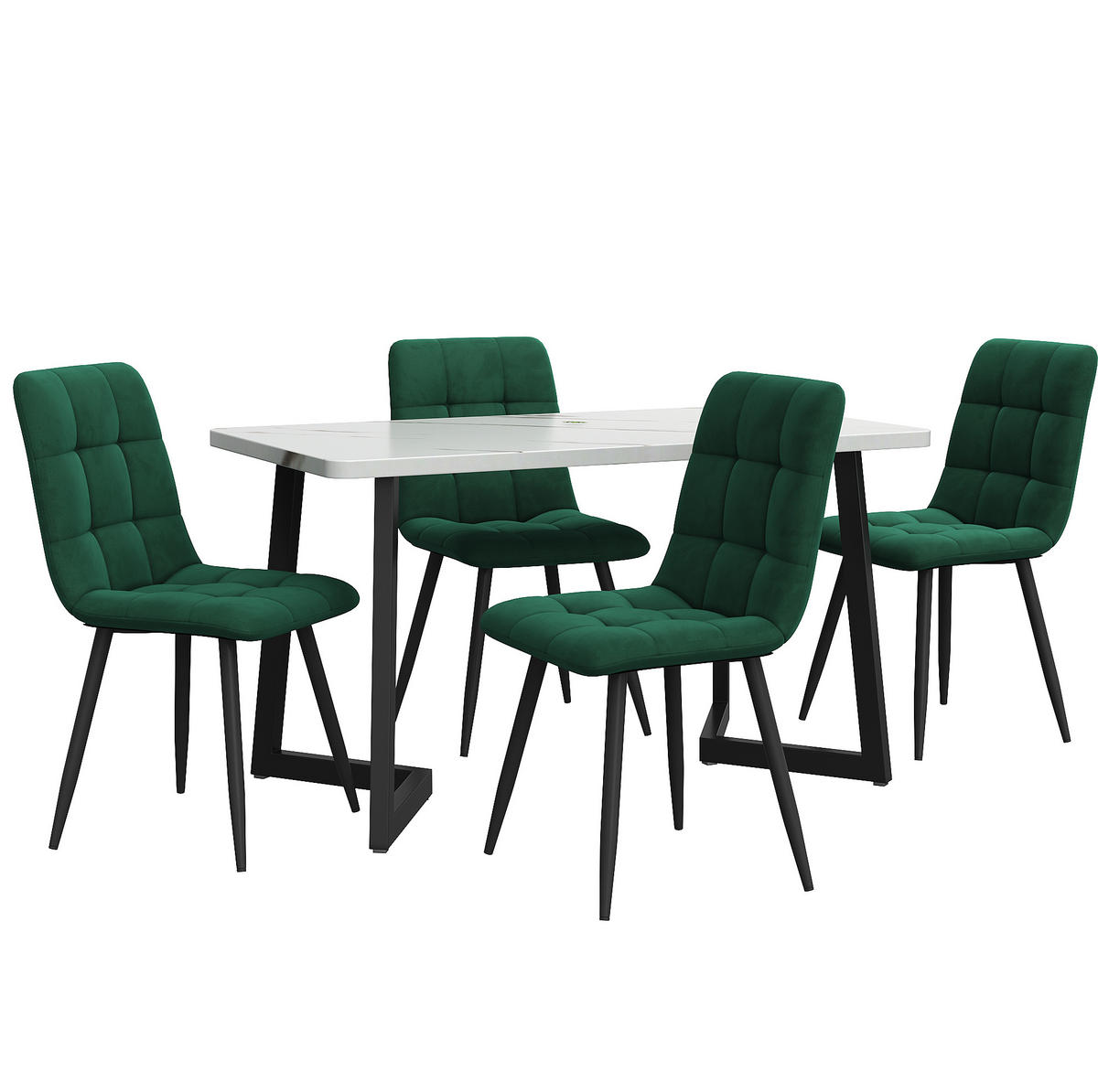ESSTISCH-GARNITUR mit 4 Stühlen 117 cm Grün MDF - Grün, Metall (68/75/117cm) - Meubliv