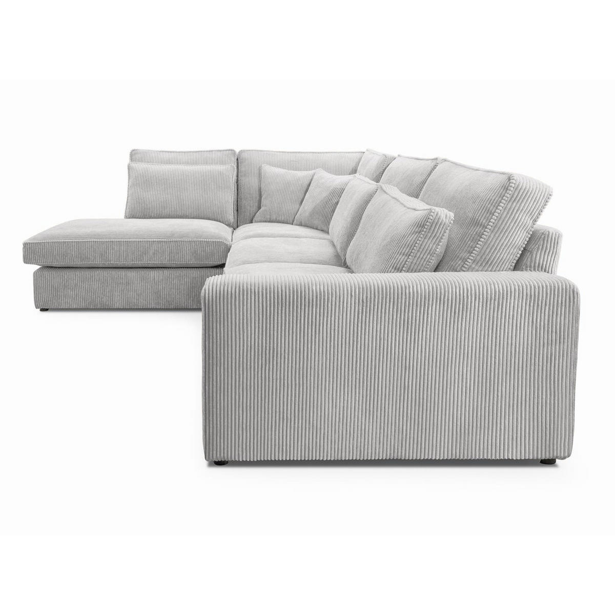 ECKSOFA Parma ohne Schlaffunktion, Cord-Stoff, Graubeige, Links - Hellgrau/Schwarz, Textil (314/224cm) - Beautysofa