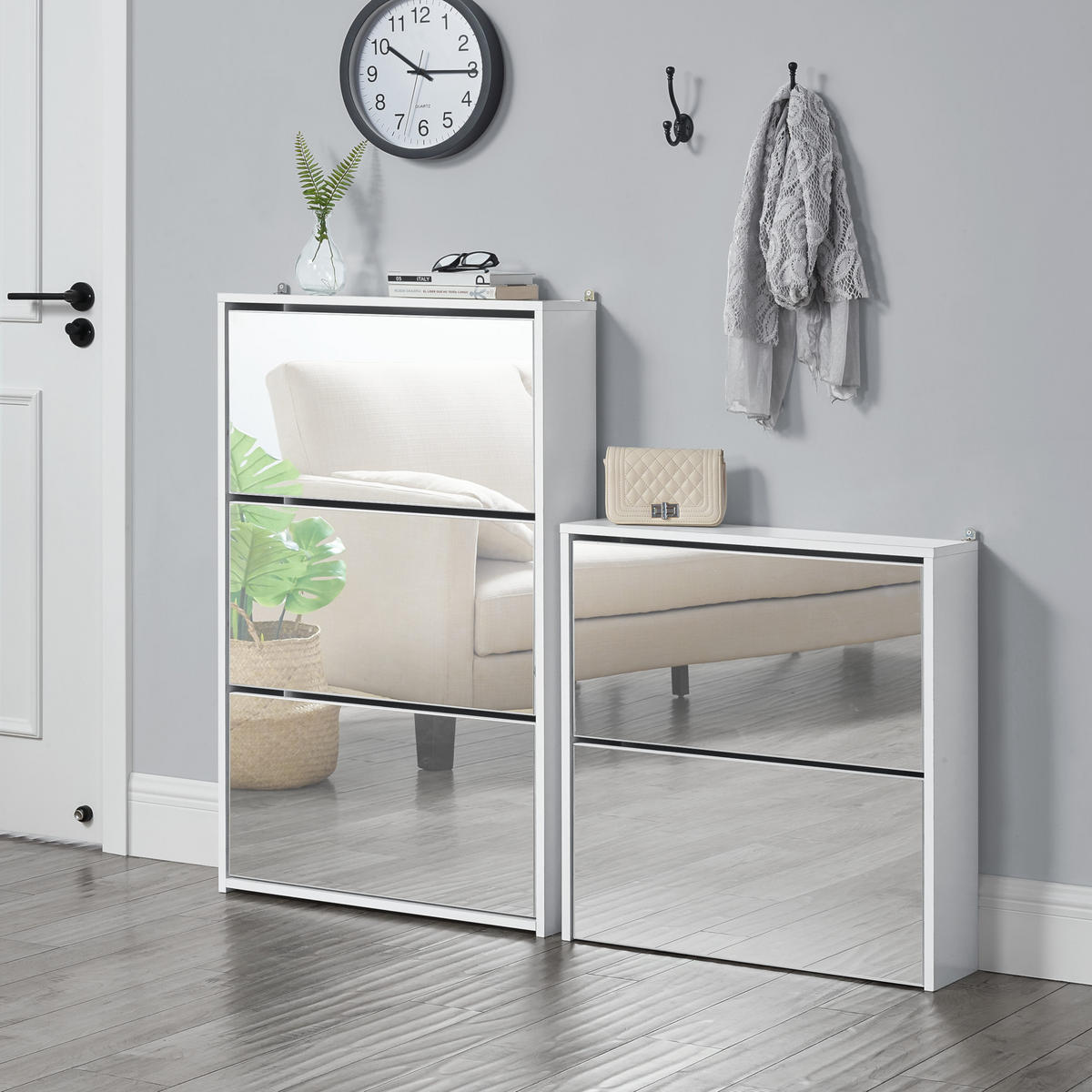 SCHUHKIPPER Lund - Weiß, Holzwerkstoff (17/67/63cm) - [en.casa]