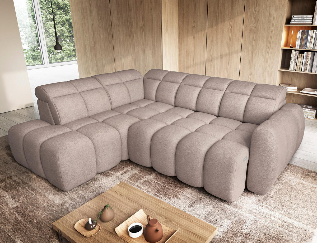 ECKSOFA Eagle L - Beige (Xillar 20) - Beige, Holzwerkstoff (258/208cm) - Möblo