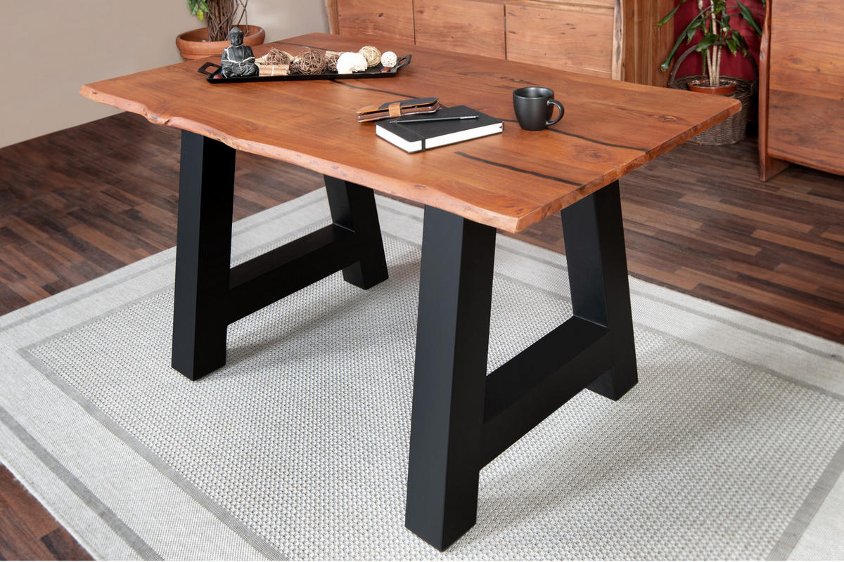 ESSTISCH POLLY - Schwarz/Braun, Holz/Metall (80/140/77cm) - SAM