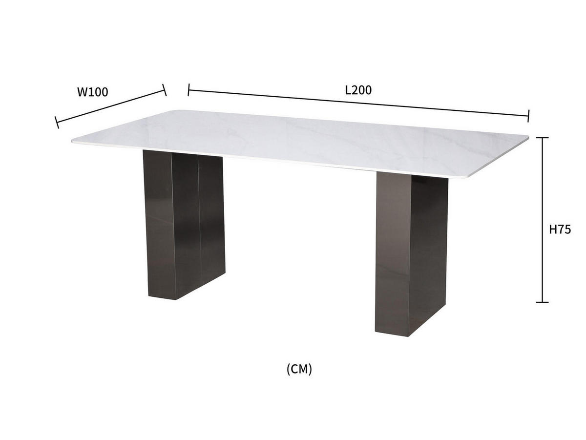 ESSTISCH MODIG Weiß 200x100x75 cm - Weiß, Stein (100/200/75cm) - FURNLUX
