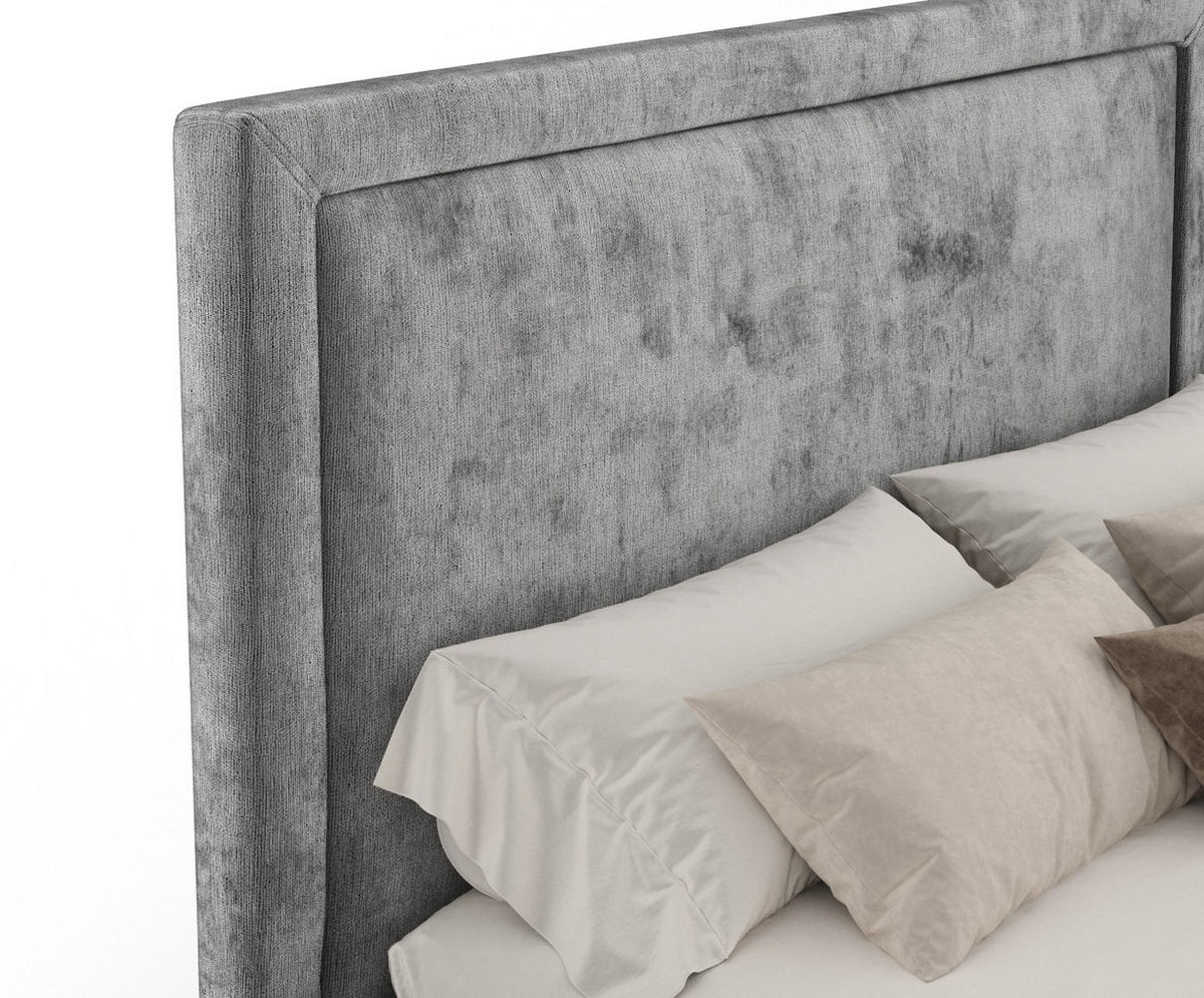 POLSTERBETT Ordina Grau 160/200 cm im Chenille-Stoff - Schwarz/Naturfarben, Holz/Holzwerkstoff (160/200cm) - Maison de Reve