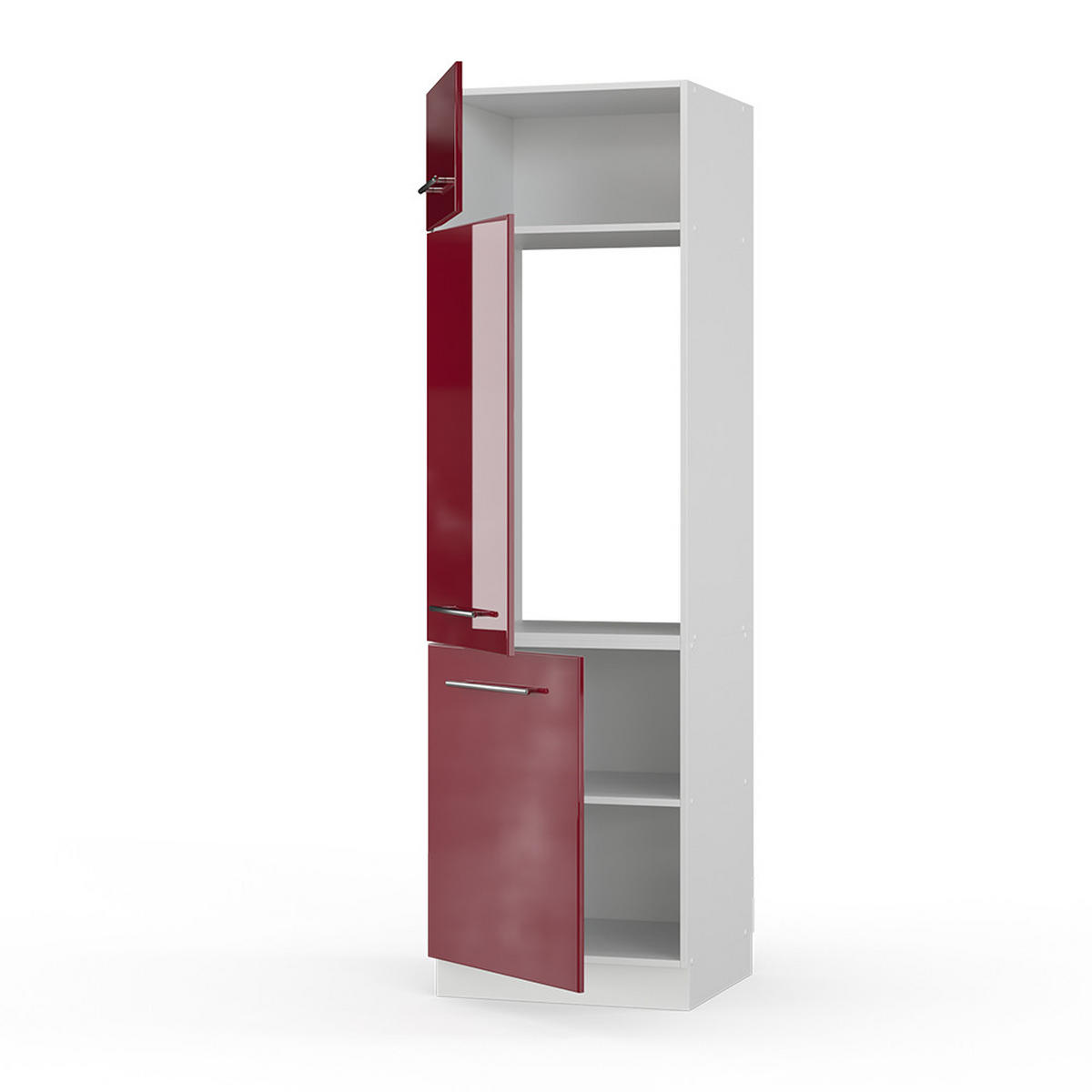 KÜCHENSCHRANK Fame-Line Bordeaux Hochglanz 60 cm - Bordeaux/Weiß, Holzwerkstoff (60/206.8/58.1cm) - Vicco