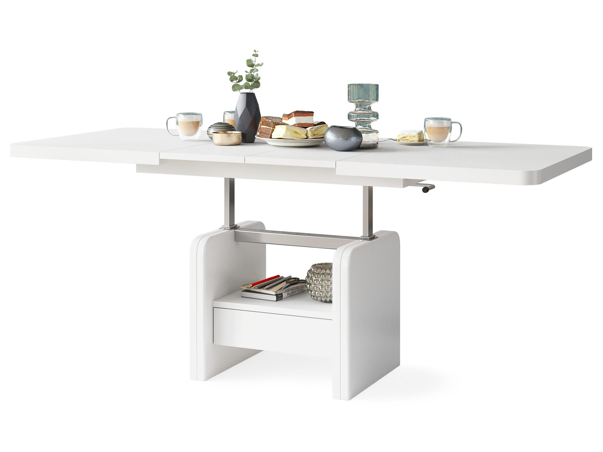 COUCHTISCH rechteckig Weiß höhenverstellbar ausziehbar - Weiß, Holzwerkstoff (75/180/75cm) - designimpex