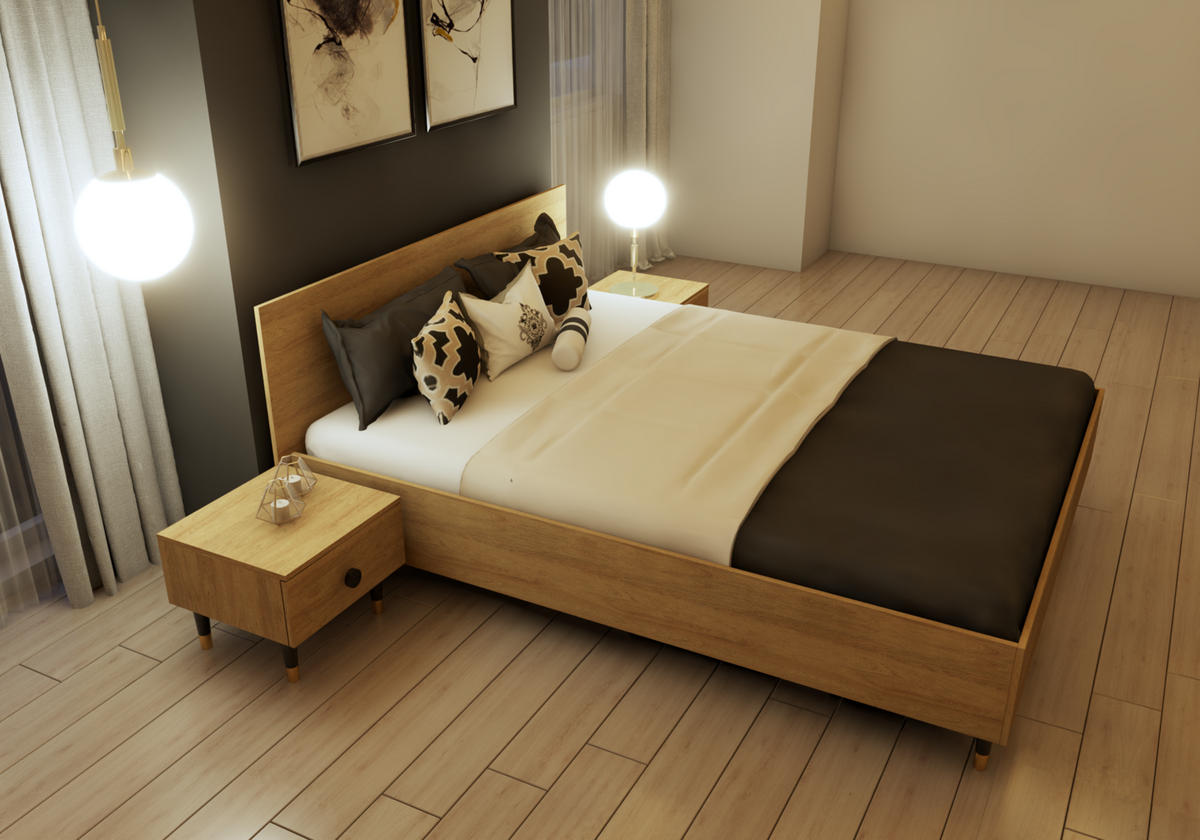 DOPPELBETT 169/90/207 cm LUX 31 ohne Matratze 160x200 cm Hickory Eiche, Hickory Eiche - Sonoma Eiche, Holz - imoebel24