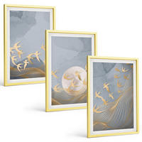 BILDER SET 3er Set - 40x60 cm Goldrahmen - Vögel, die am Himmel fliegen - Goldfarben, Kunststoff (40/60cm) - TULUP