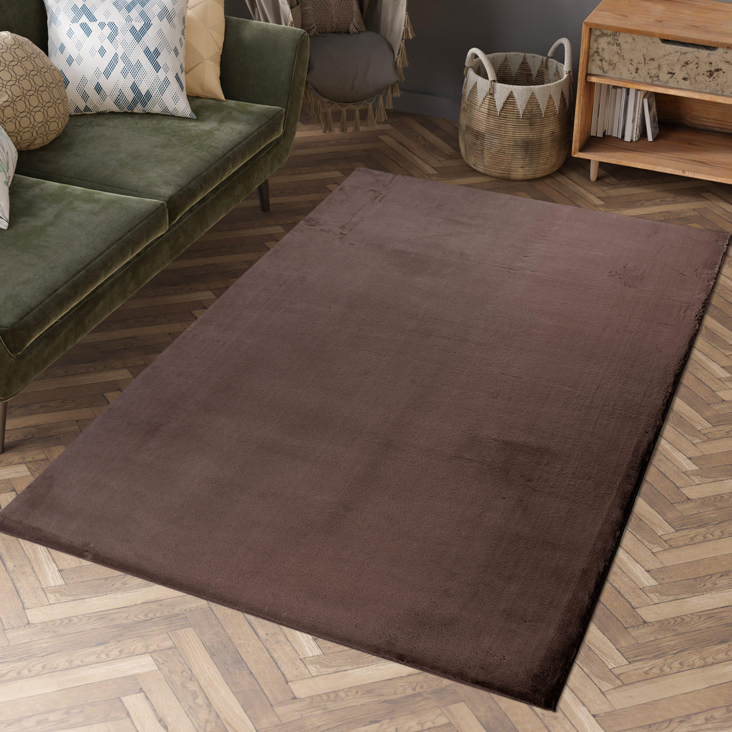 HOCHFLOR-TEPPICH Topia 400 Dunkelbraun 120x170 cm - Taupe, Textil (170/120cm) - carpet city
