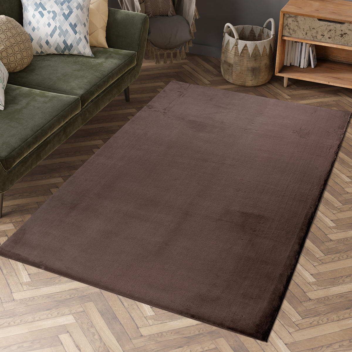 HOCHFLOR-TEPPICH Topia 400 Dunkelbraun 80x150 cm - Taupe, Textil (150/80cm) - carpet city