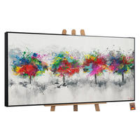 GEMÄLDE Bunter Wald Schattenfugenrahmen Schwarz 200x100 cm - Schwarz, Holz (200/100cm) - YS-art gallery