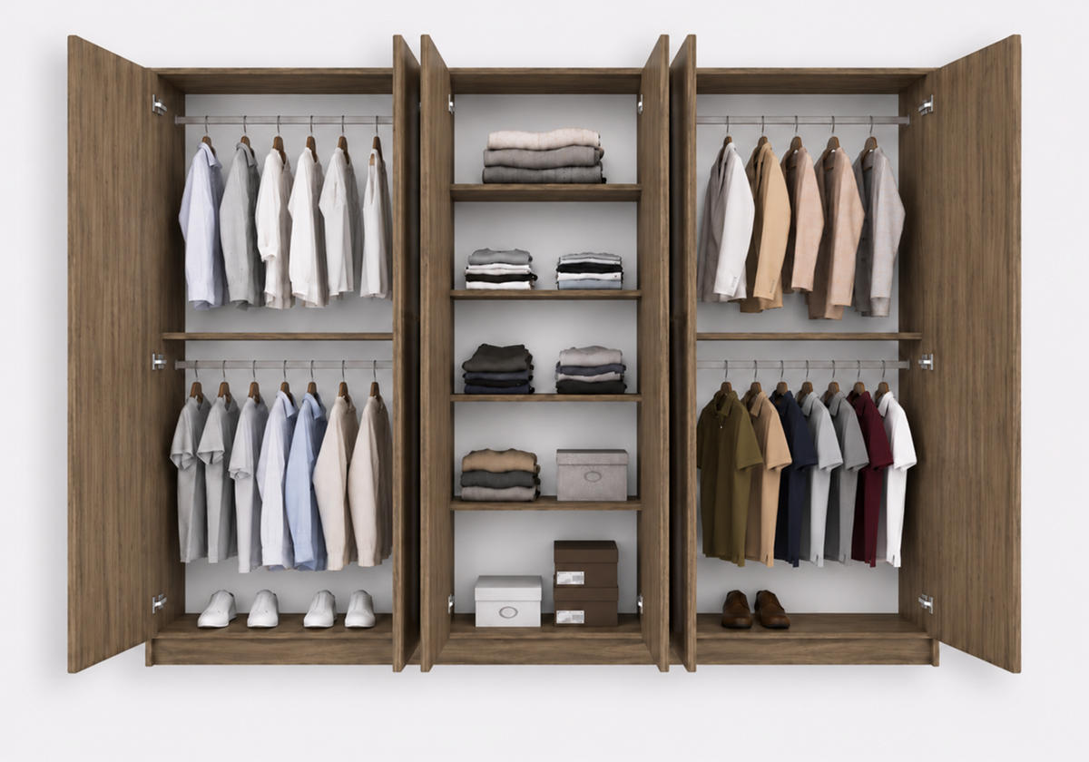 DREHTÜRENSCHRANK ROSA III 6D 230/210/55 cm 6-türig Nussbaum - Kaschmir/Nussbaumfarben, Holz/Holzwerkstoff (230/210/55cm) - imoebel24