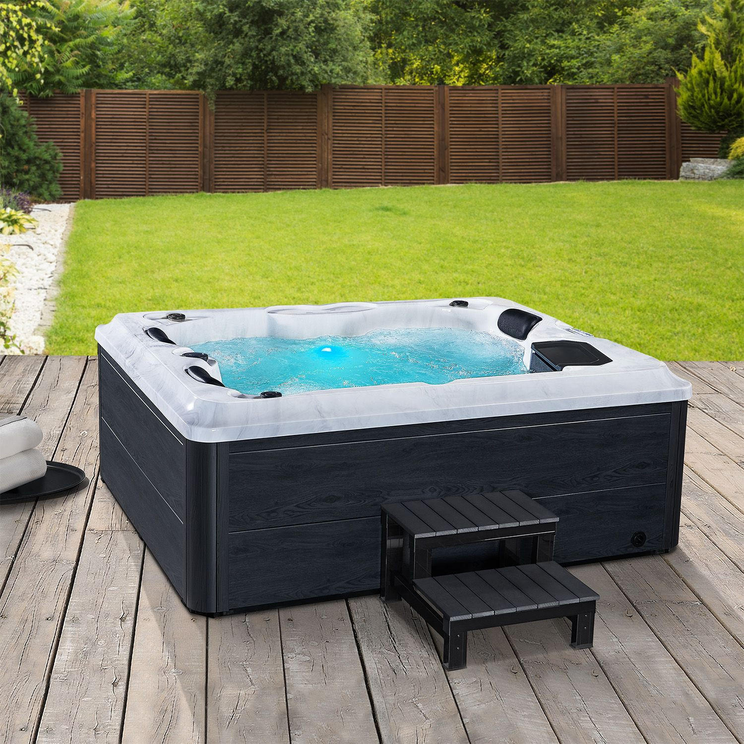 WHIRLPOOL Oasis mit Treppe Outdoor - Anthrazit, Kunststoff (210/80/160cm) - Artsauna