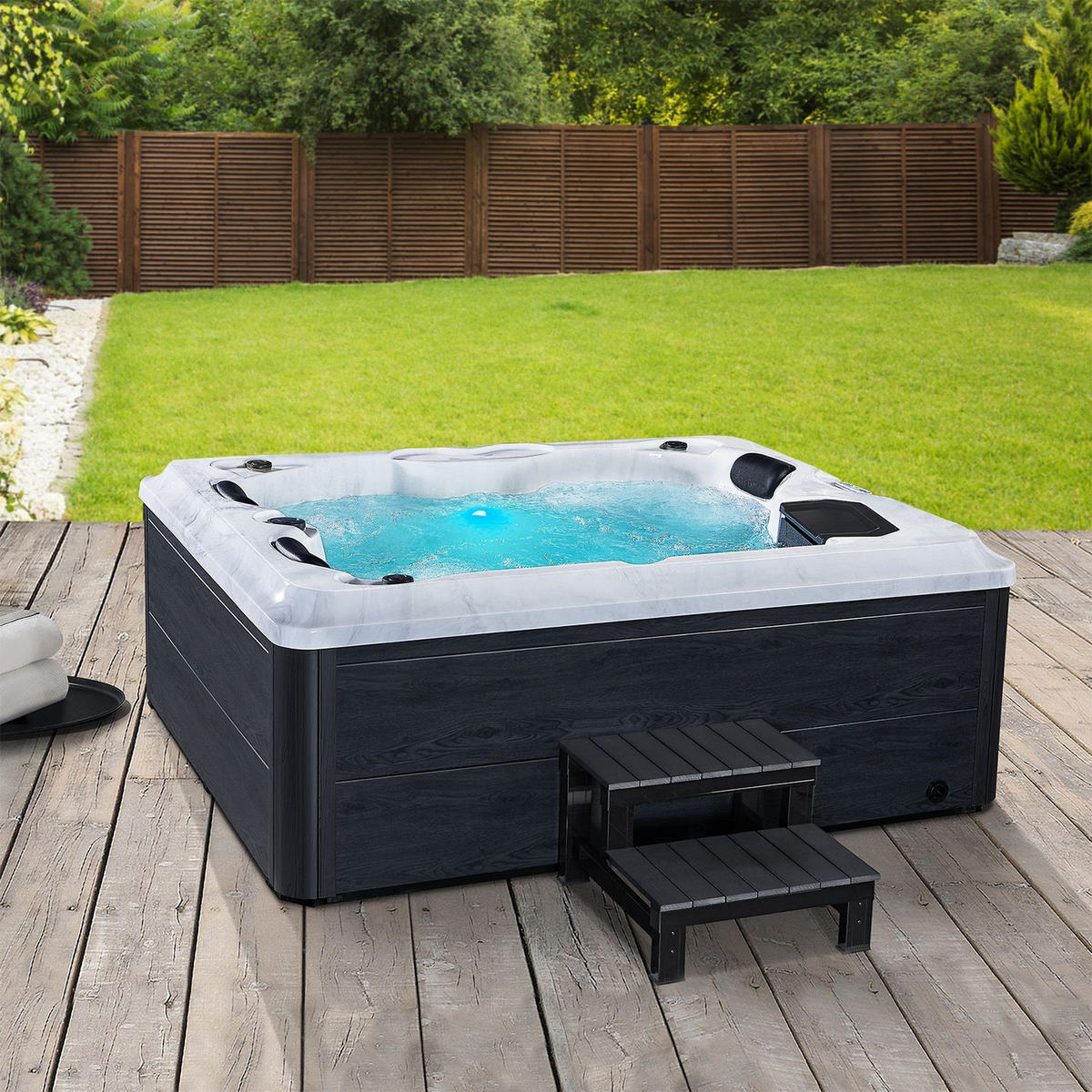 WHIRLPOOL Oasis mit Treppe Outdoor - Anthrazit, Kunststoff (210/80/160cm) - Artsauna