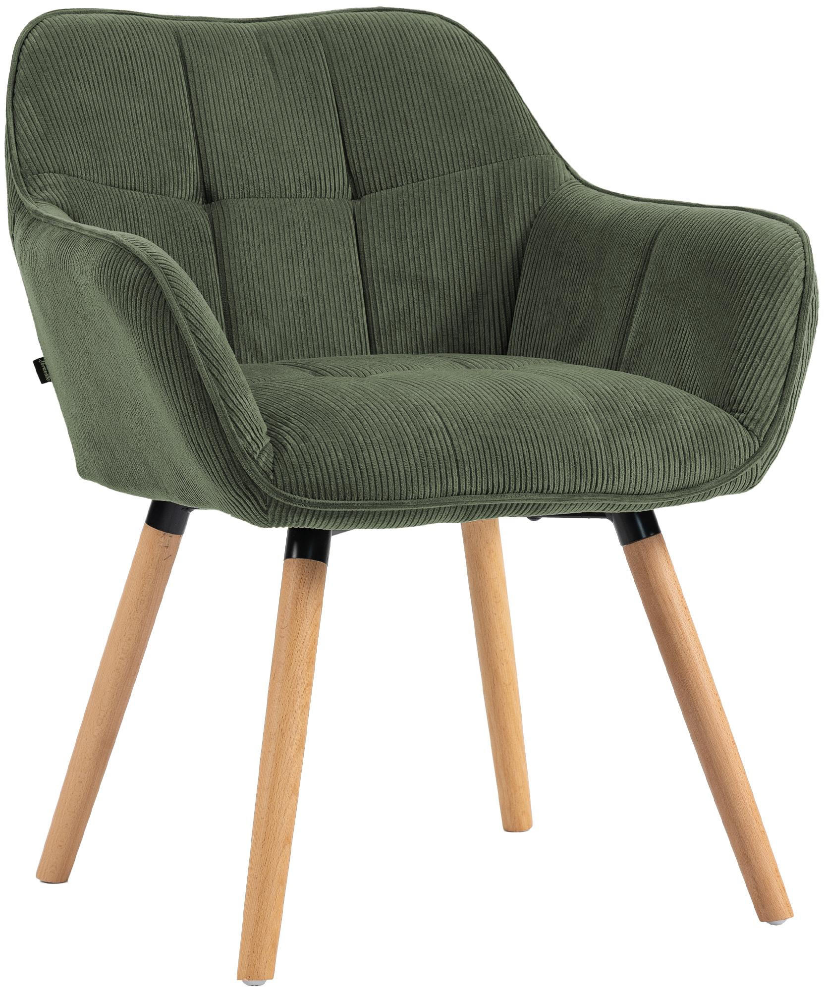 ESSZIMMERSTUHL Cord Grün - Eukalyptusholzfarben/Grün, Holz/Textil (65/82/64cm) - CLP