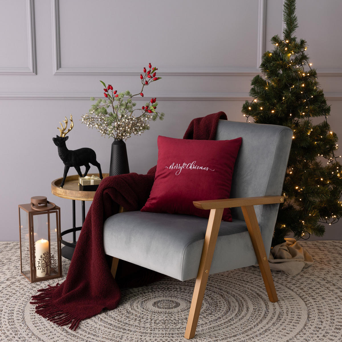 KISSENHÜLLE Winter Wish 43x43 cm - Rot, Textil (43/1cm) - Dekoria