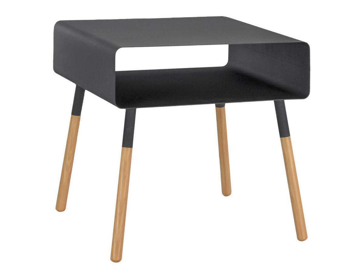 BEISTELLTISCH Plain schwarz 35/35/35 cm mit Ablage - Schwarz, Holz/Metall (35/35/35cm) - Yamazaki