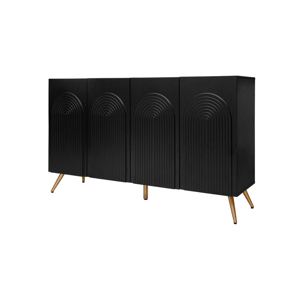SIDEBOARD 150/38/83 cm schwarz aus Holzwerkstoff mit verstellbaren Einlegeböden - Schwarz, Holzwerkstoff (150/83/38cm) - OKWISH