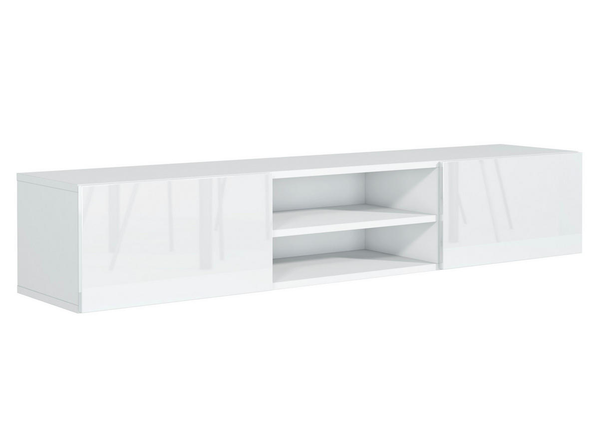 LOWBOARD GLOSSIA 160/29,5/35 cm, Weiß - Weiß, Holzwerkstoff (160/29.5/35cm) - MASSENO