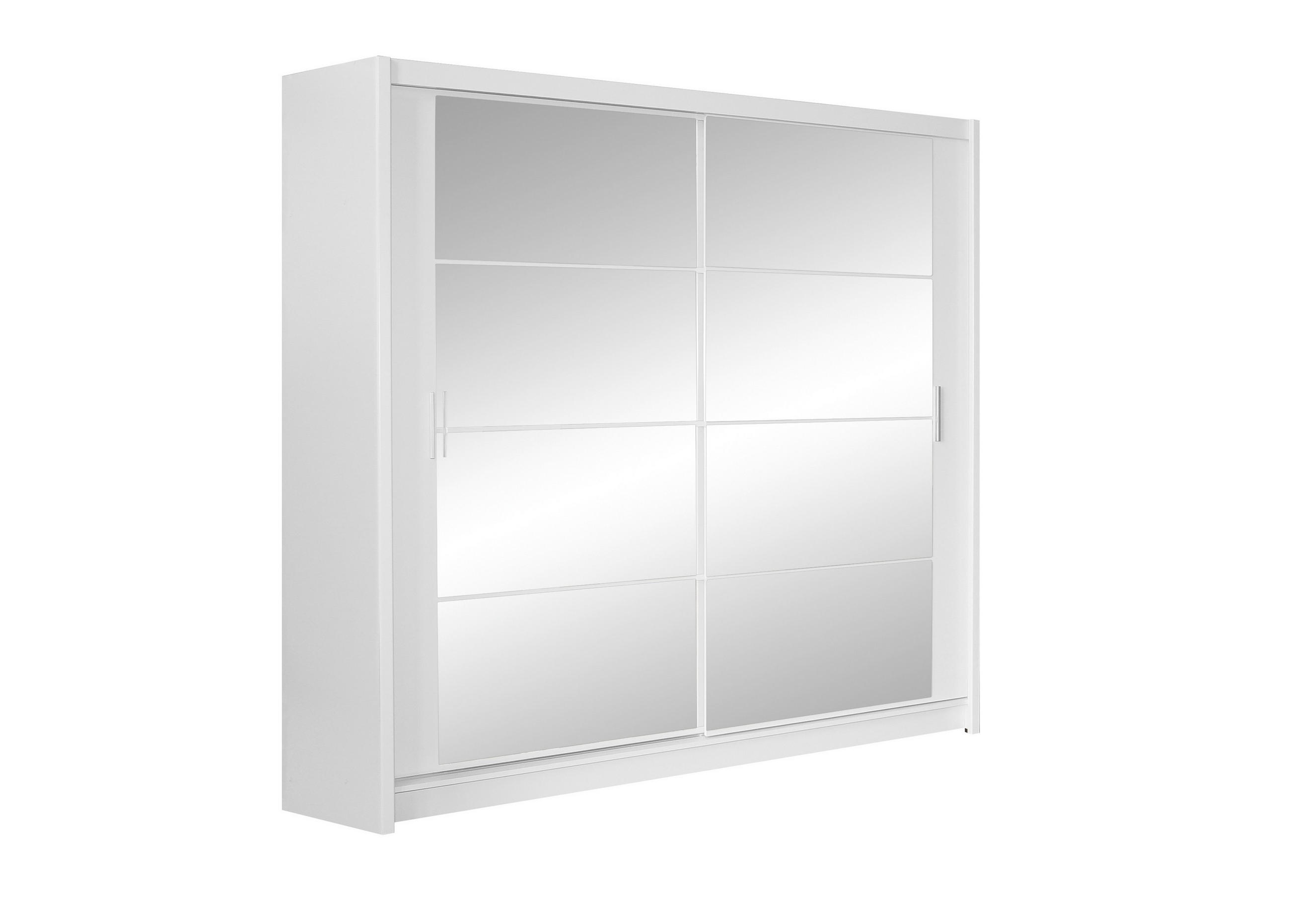 SCHWEBETÜRENSCHRANK KAYN 203/215/61 cm 2-türig mit Spiegel Weiß - Weiß, Holzwerkstoff (203/215/61cm) - MASSENO