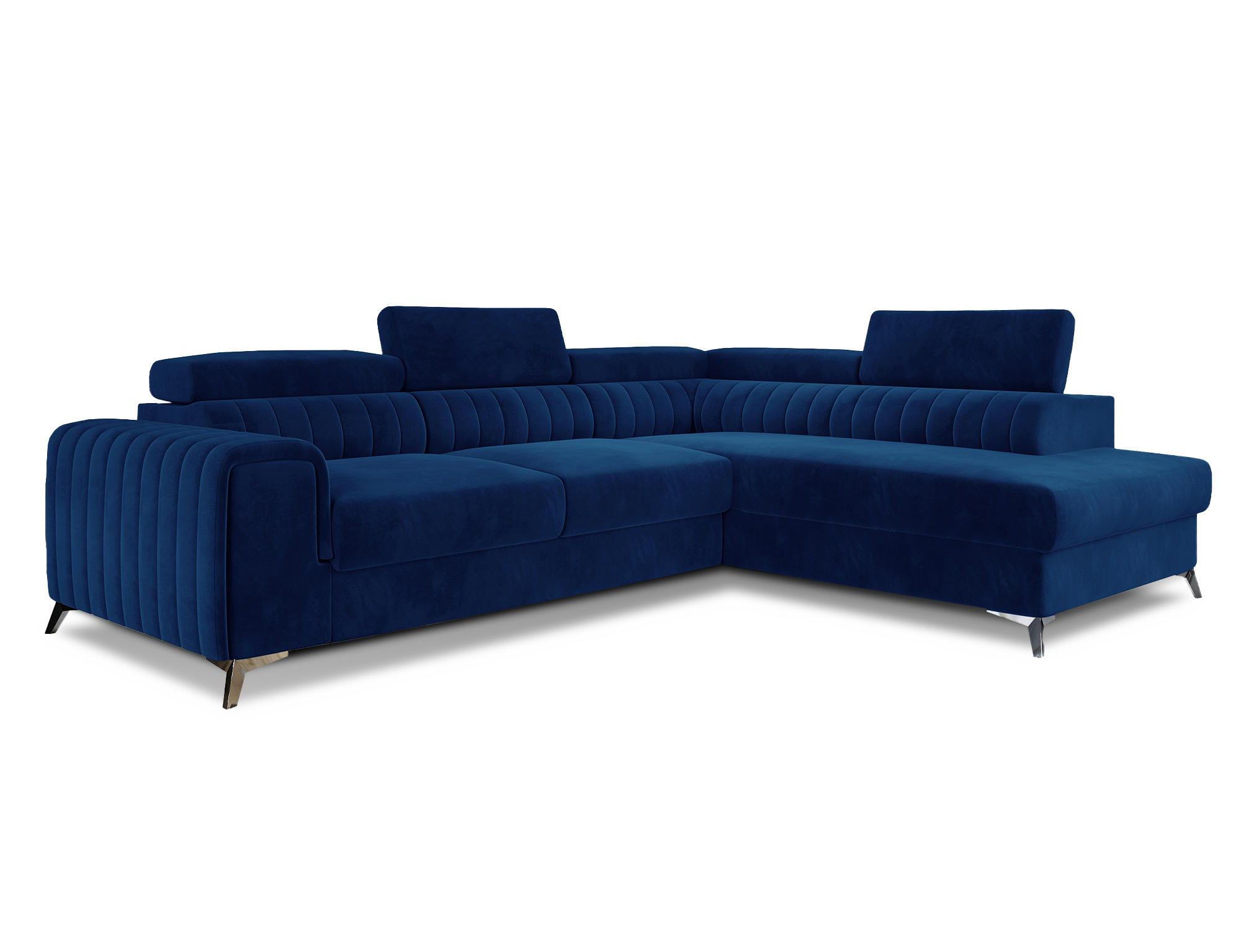 ECKSOFA Laurence mit Schlaffunktion & Bettkasten – 278 x 205 cm, verstellbare Kopfstützen - Blau, Kunststoff (278/205cm) - Wohnideebilder