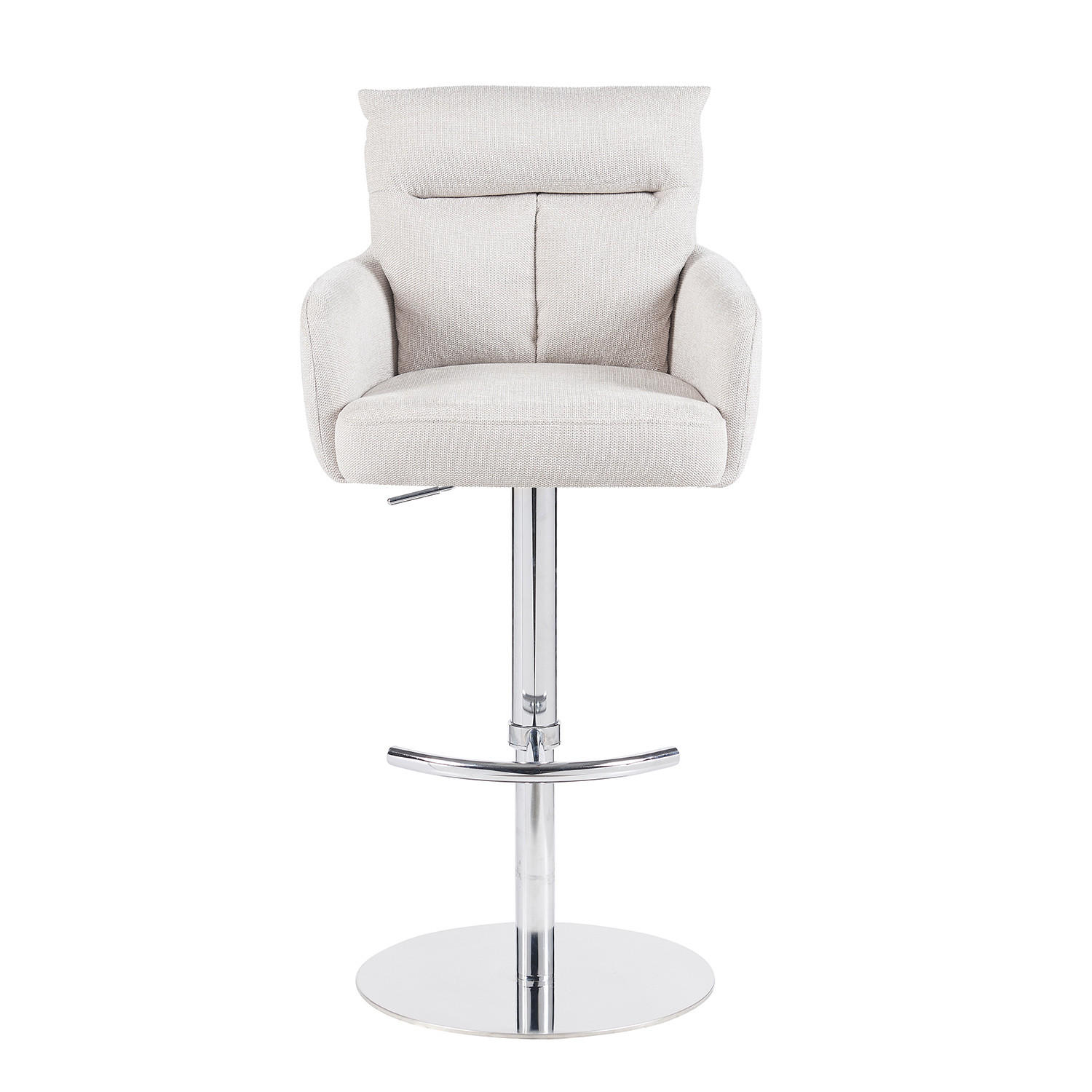 BARHOCKER Leo - Chromfarben/Creme, Textil/Metall (54/96/57cm) - DUBI Möbel