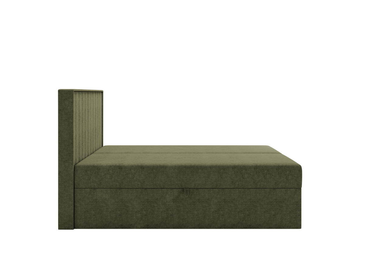 BOXBETT - Taschenmatratze + Topper 160x200 olivgrün Chenille - Olivgrün, Holz/Holzwerkstoff (160/200cm) - SIMKAM Furniture