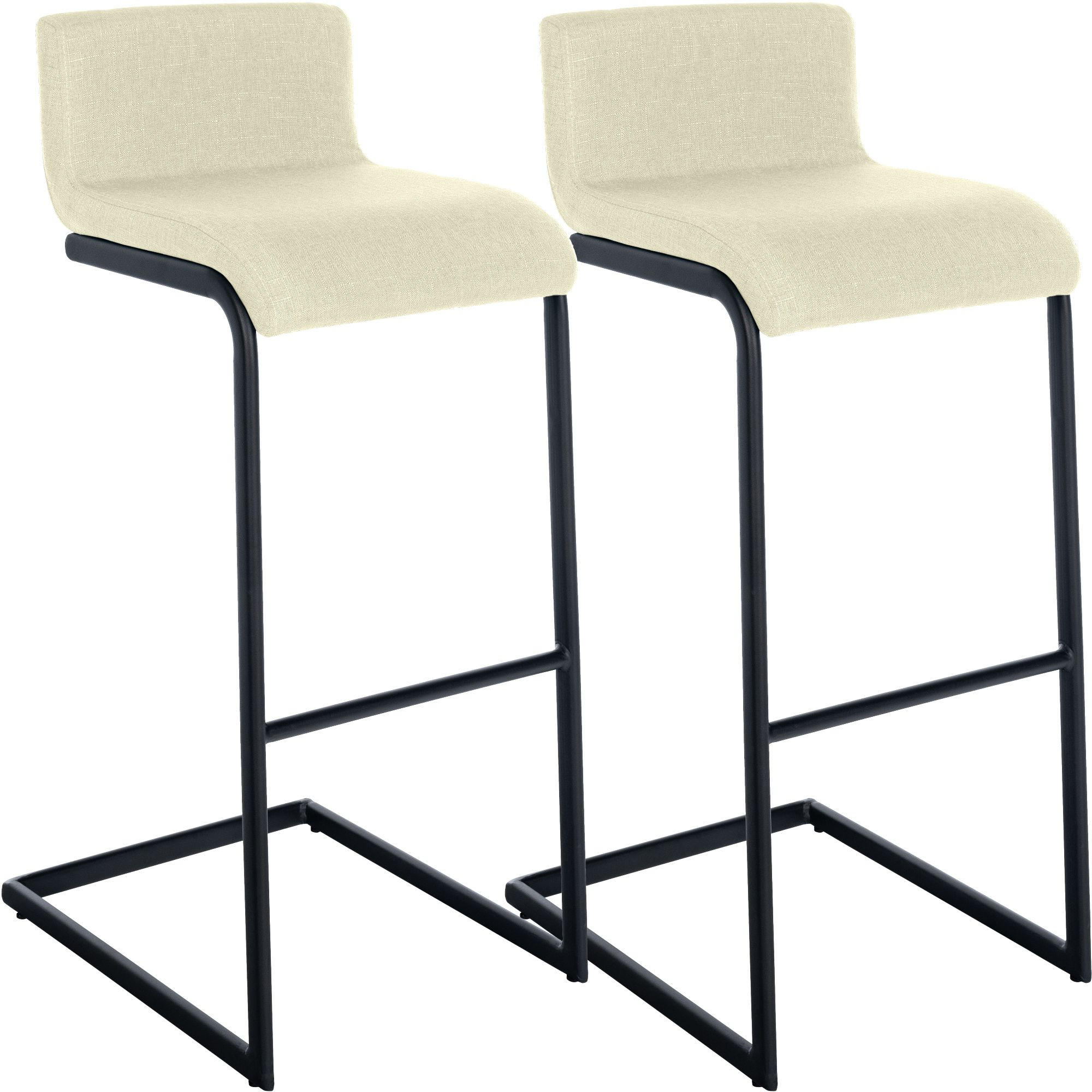 BARHOCKER 2er Set Stoff Creme - Creme/Schwarz, Textil/Metall (40/96/50cm) - CLP