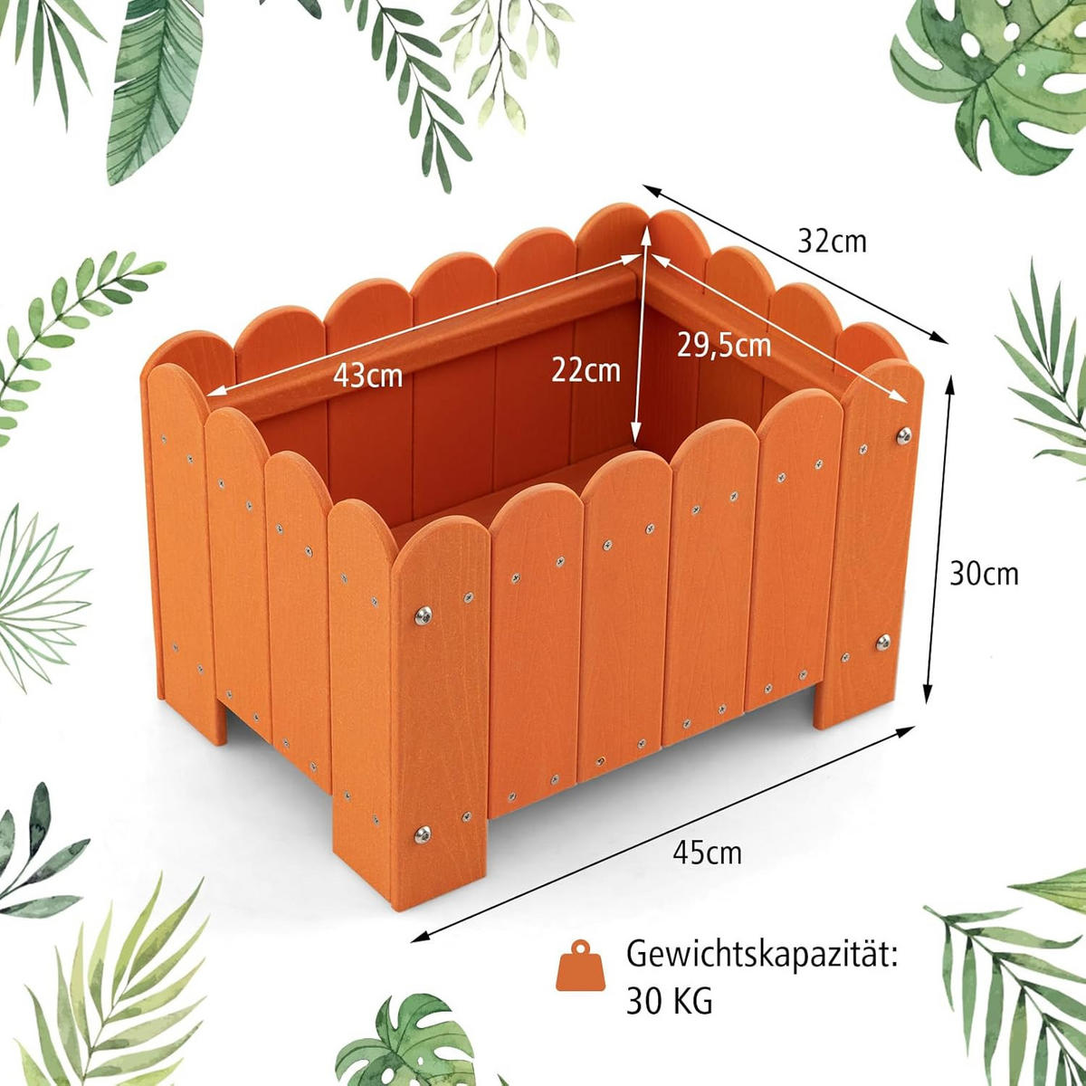 BLUMENKUBEL 2er-Set Orange - Orange, Kunststoff (30cm) - COSTWAY