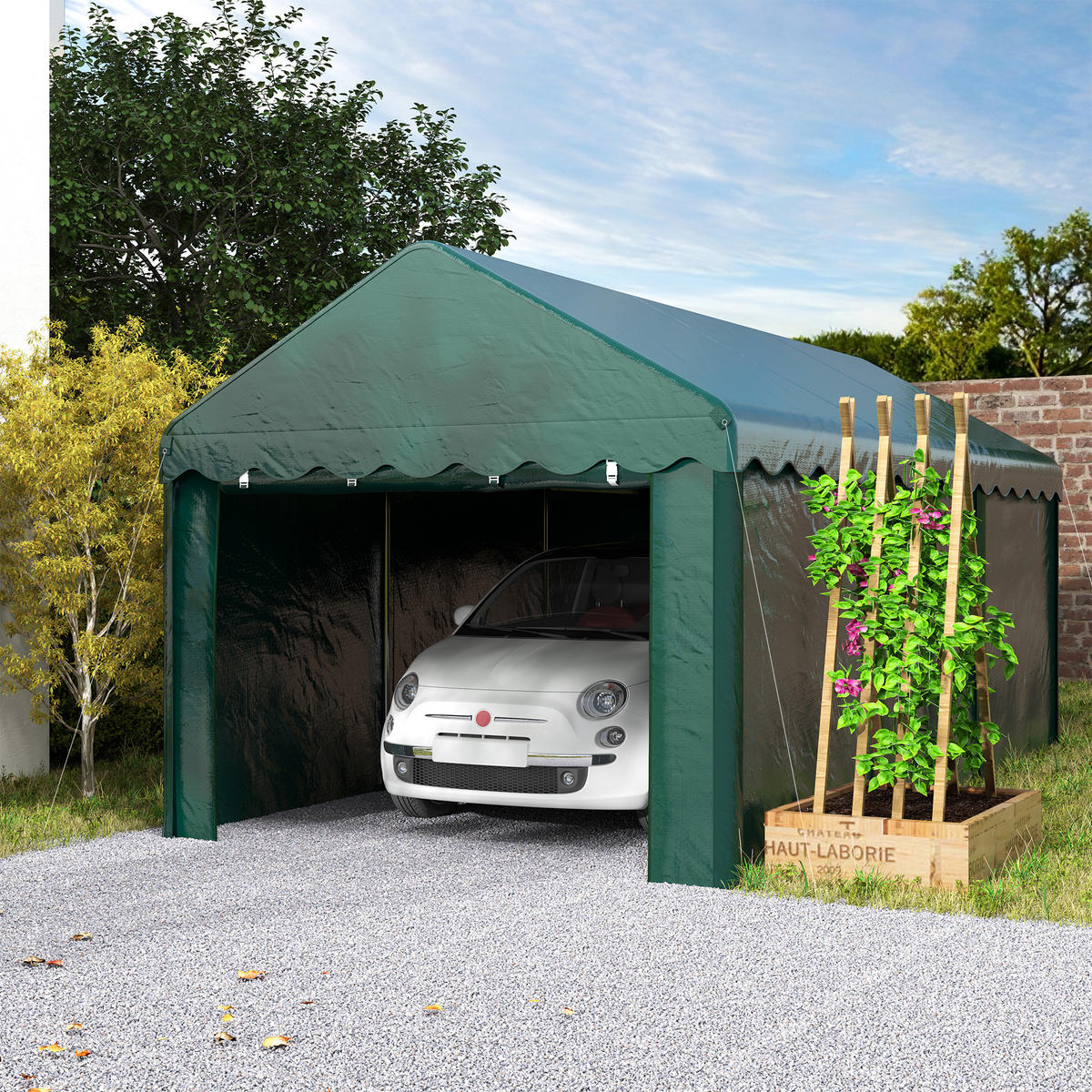 FAHRRADGARAGE DE-16852 3x6m mit 2 Rolltüren Grün - Grün, Metall (300/280/594cm) - ComfortXL