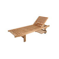 SONNENLIEGE Leo Verstellbar mit Ablagebord Natur Teak Gartenliege mit Rollen - Naturfarben, Holz (64.5/85/198cm) - DELUKE