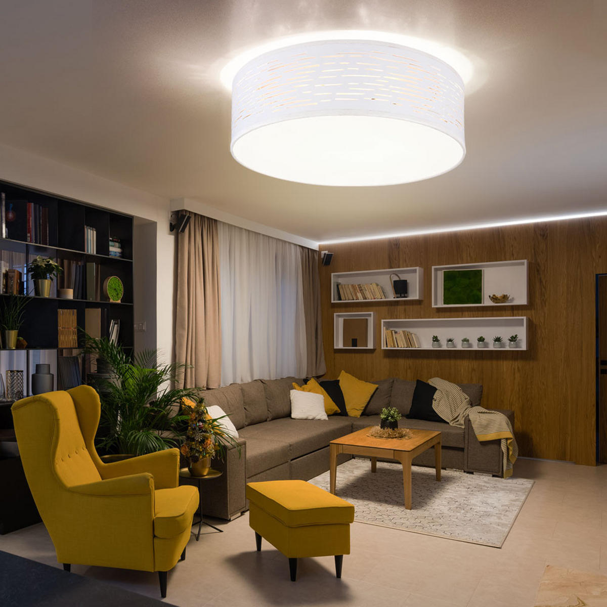 LED DECKENLEUCHTE BARCA Metall Weiß - Weiß, Metall (38/38/13cm) - Globo Lighting